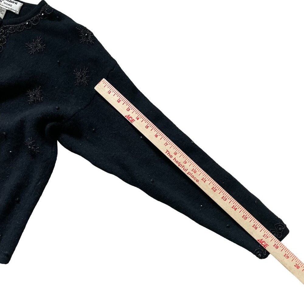 Kitty Hawk by Vivian Wang Embellished Wool Cardigan Sweater Women's Medium Black - Picture 6 of 7